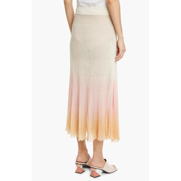 JACQUEMUS Women's Helado Pleated Ombre Maxi Skirt Size 34 In Beige - Picture 2 of 9